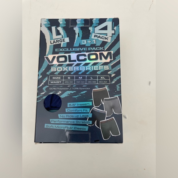 Volcom Men's Performance Poly Spandex Boxer Briefs 3 Pack Underwear Size L 36-38 - Picture 3 of 3